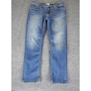 BKE Denim Peyton Ankle Straight Jeans Size 31 Blue Medium Wash Whiskered Denim